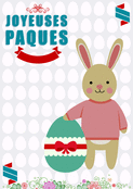 Lapin joyeux avec son oeuf color&eacute;